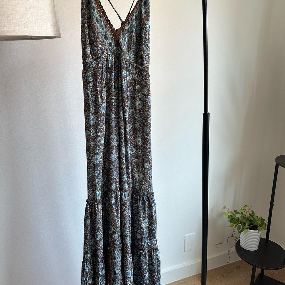 Floral Maxi Dress in Blue and Brown